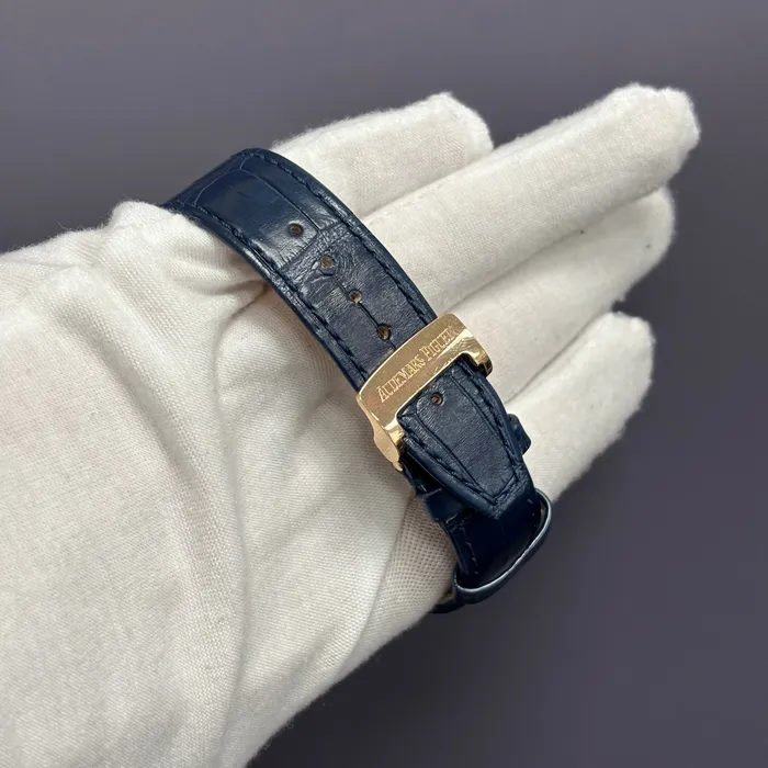 Watches Happy Jewelers Audemars Piguet Royal Oak 41mm Rose Gold Blue Chronograph Dial Watch Reference 26240OROOD315CR02