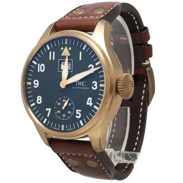 Watches Happy Jewelers IWC Big Pilot Bronze 46mm Green Roman Dial Watch Reference IW510506