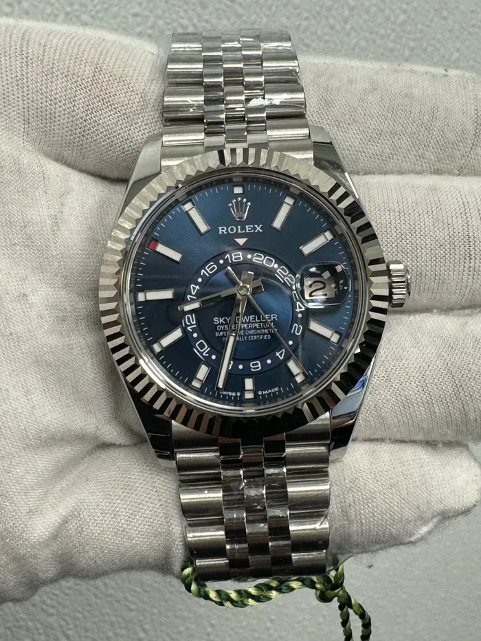 Watches Happy Jewelers Rolex SkyDweller Stainless Steel 42mm Blue Stick Dial Watch Reference 336934