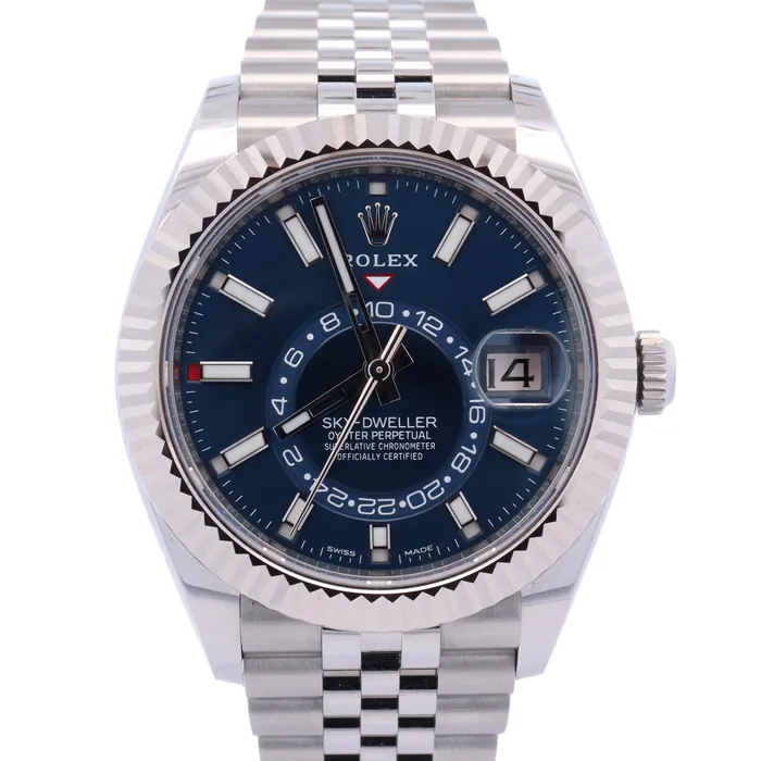 Watches Happy Jewelers Rolex SkyDweller Stainless Steel 42mm Blue Stick Dial Watch Reference 336934