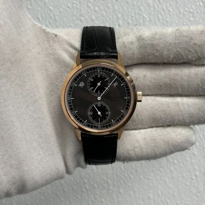Watches Patek Philippe Complications 405mm Graphite Dial Watch Ref 523550R001 Happy Jewelers Watches Patek Philippe Complications 405mm Graphite Dial Watch Ref 523550R001 Happy Jewelers