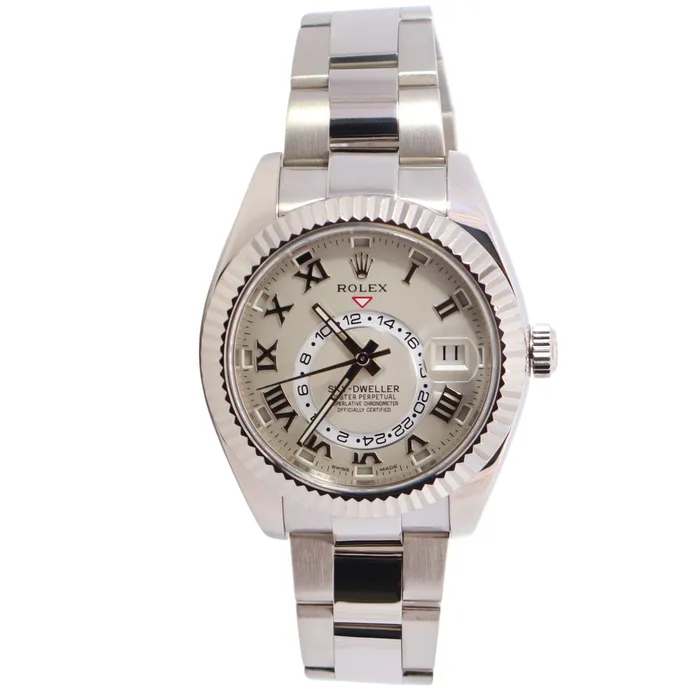 Watches Rolex SkyDweller 42mm Ivory Dial Watch Ref 326939 Happy Jewelers Watches Rolex SkyDweller 42mm Ivory Dial Watch Ref 326939 Happy Jewelers