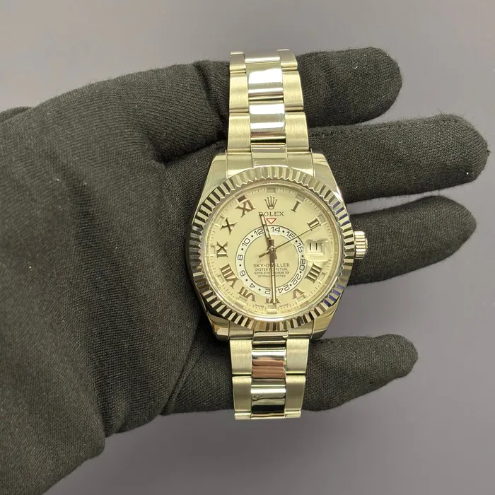 Watches Rolex SkyDweller 42mm Ivory Dial Watch Ref 326939 Happy Jewelers Watches Rolex SkyDweller 42mm Ivory Dial Watch Ref 326939 Happy Jewelers