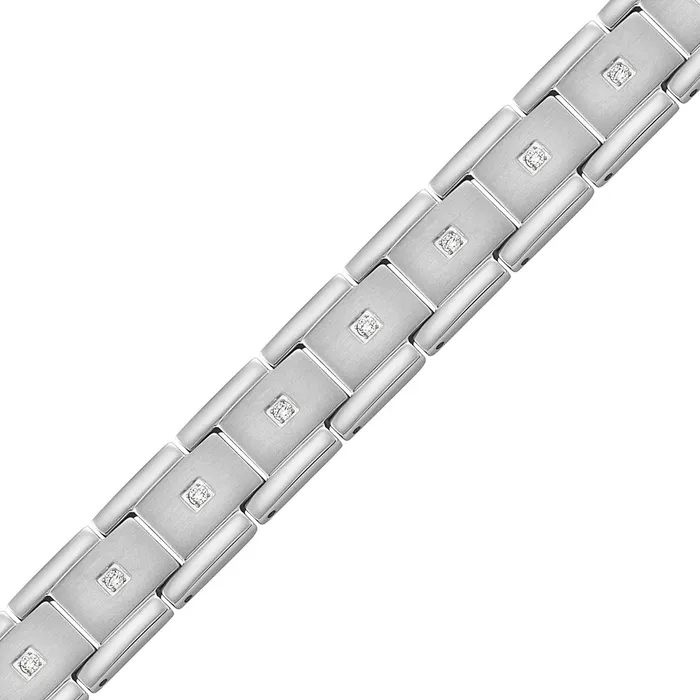Willis Judd Bracelets Mens Double Row Magnetic Bracelet with CZ stone
