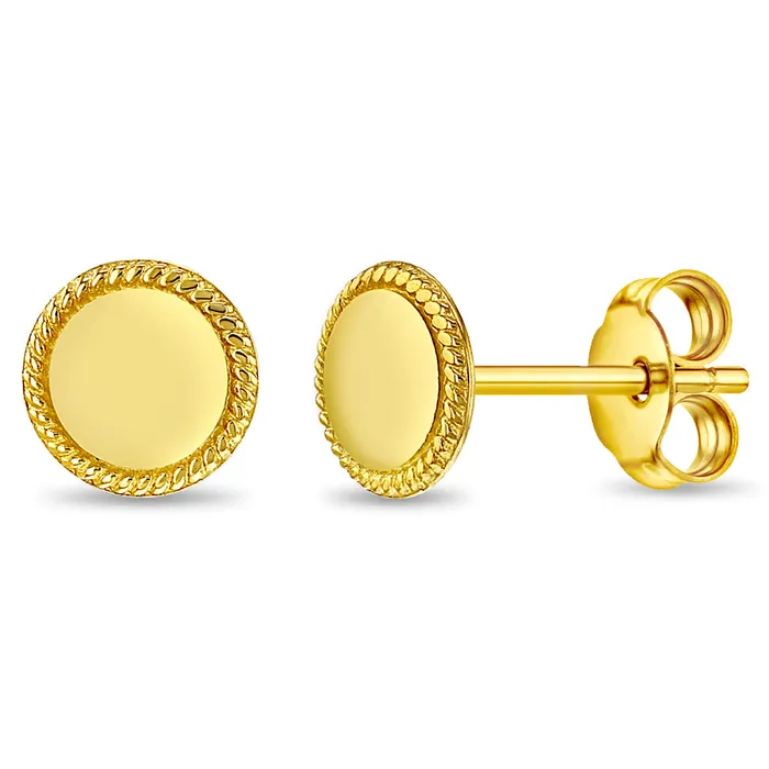 Womens Earrings Earrings 14k Gold Braided Edge Engravable Womens Earrings