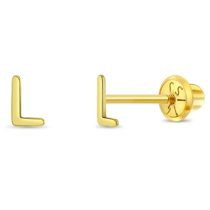 Womens Earrings Earrings 14k Gold Tiny Letter Womens Earrings