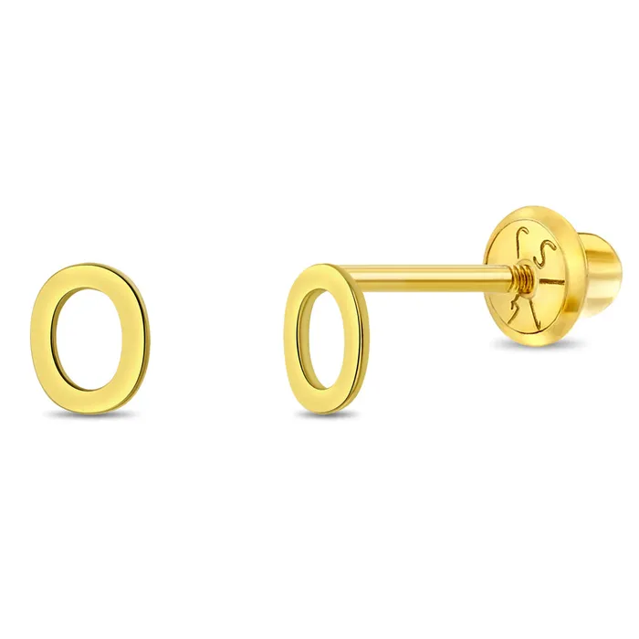Womens Earrings Earrings 14k Gold Tiny Letter Womens Earrings