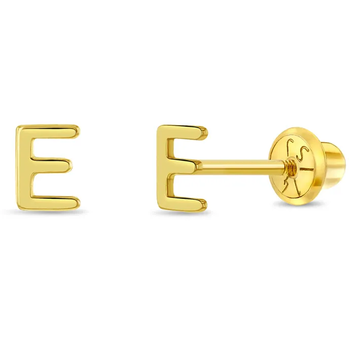 Womens Earrings Earrings 14k Gold Tiny Letter Womens Earrings