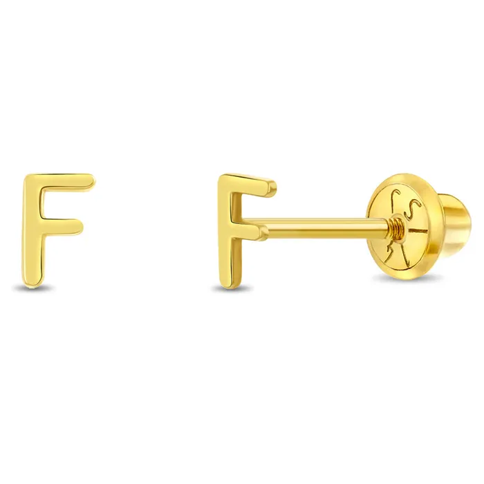 Womens Earrings Earrings 14k Gold Tiny Letter Womens Earrings