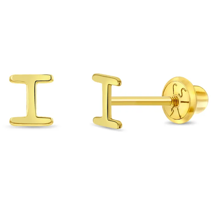 Womens Earrings Earrings 14k Gold Tiny Letter Womens Earrings
