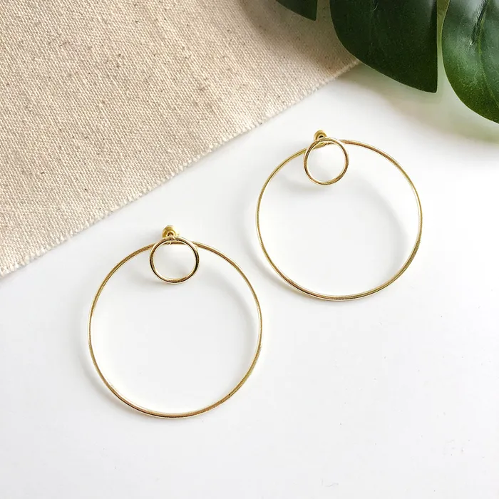 WorldFinds Double Hoop Posts Earrings
