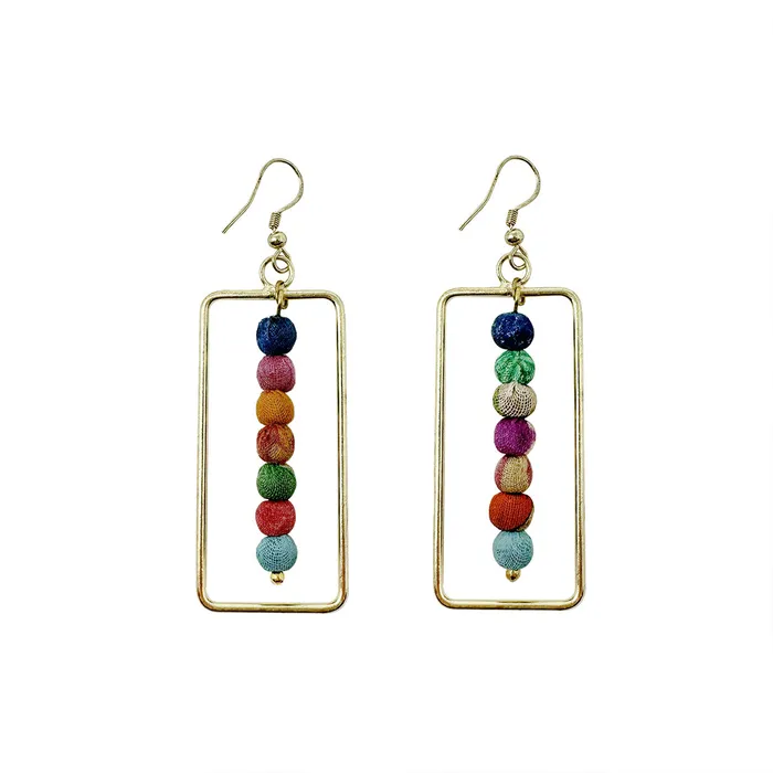 WorldFinds Earrings Framed Kantha Earrings