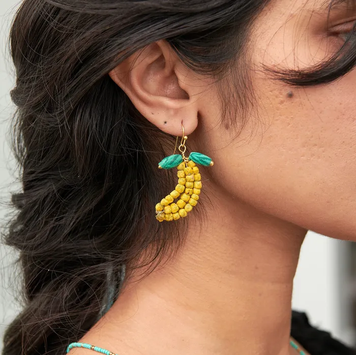 WorldFinds Earrings Kantha Banana Earrings