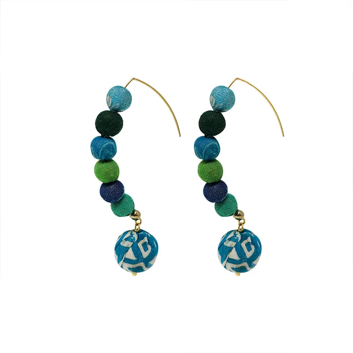 WorldFinds Earrings Kantha Water Lilies Drop Earrings