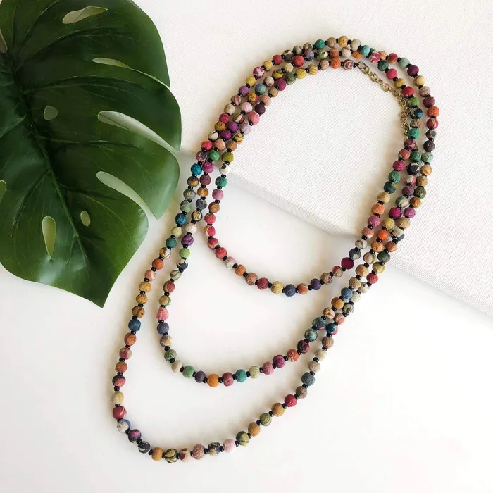 WorldFinds Necklaces Kantha Bead Long Necklace