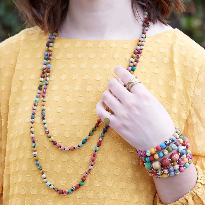 WorldFinds Necklaces Kantha Bead Long Necklace
