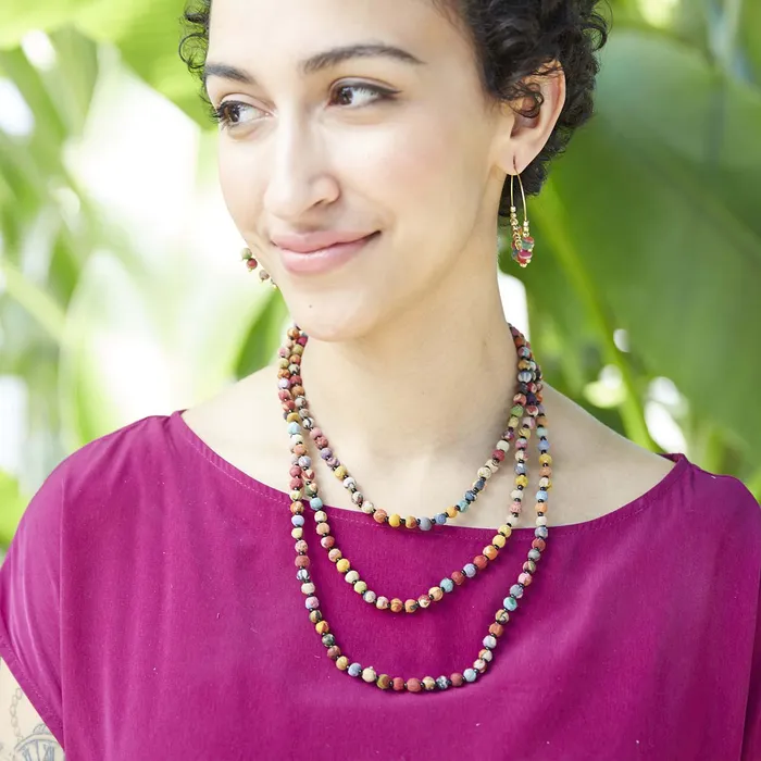 WorldFinds Necklaces Kantha Bead Long Necklace