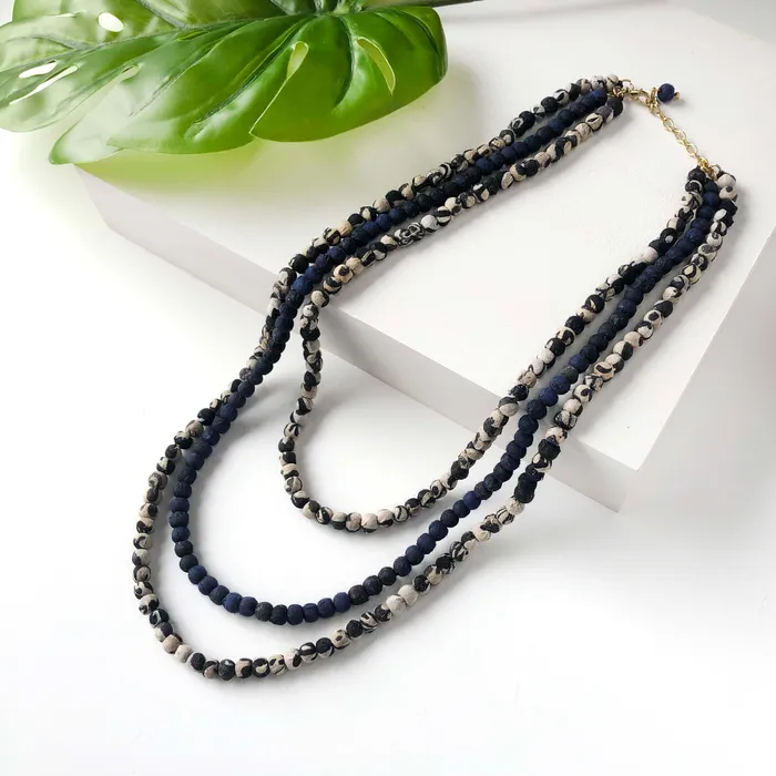 WorldFinds Necklaces Kantha Indigo Layered Necklace