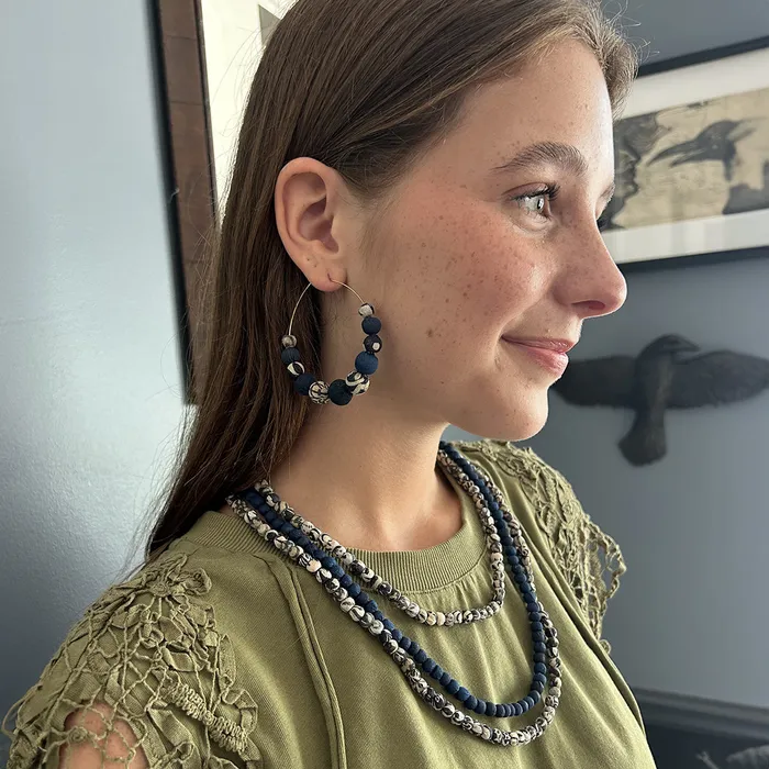 WorldFinds Necklaces Kantha Indigo Layered Necklace