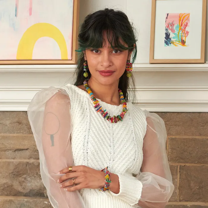 WorldFinds Necklaces Kantha Paired Triangle Necklace