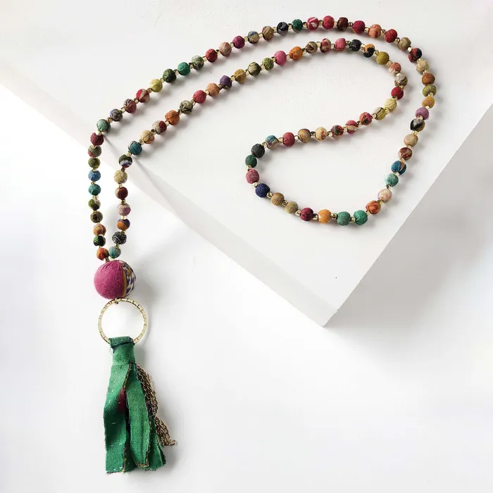 WorldFinds Necklaces Kantha Tassel Necklace
