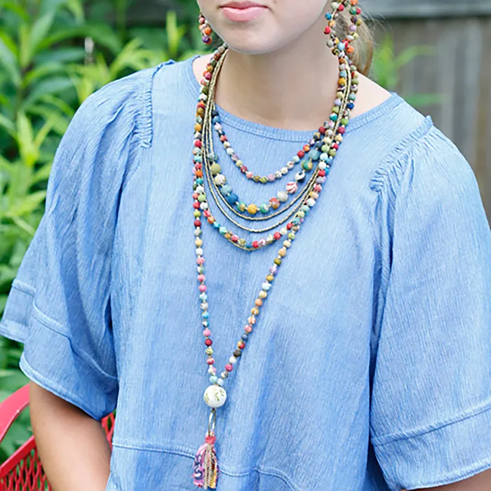 WorldFinds Necklaces Kantha Tassel Necklace