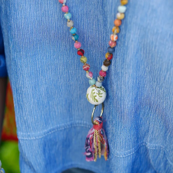 WorldFinds Necklaces Kantha Tassel Necklace